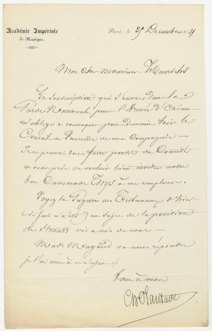 Correspondance de Charles Plantade - 1854